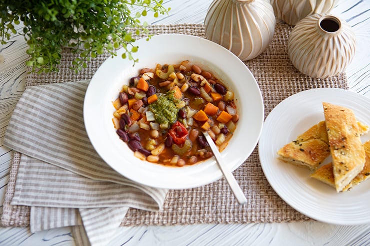 Year-Round Three Bean Minestrone: Healthy, Hearty & Freezer Friendly